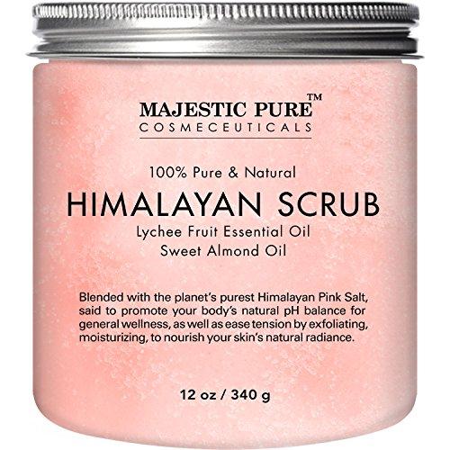 Majestic Pure Himalayan Salt Body Scrub with Lychee Essential Oil, All ...