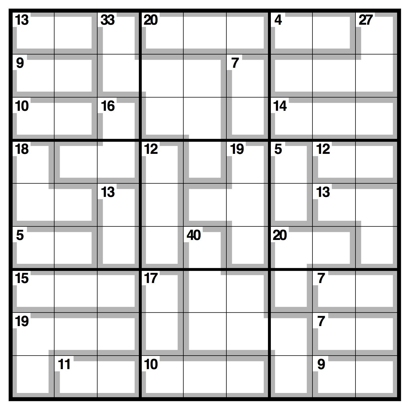 Printable Killer Sudoku