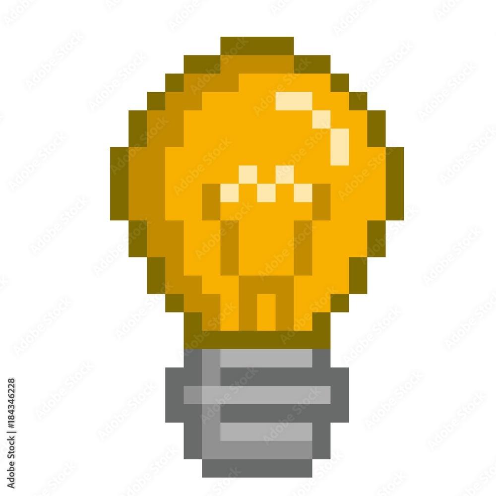 light bulb pixel art icon Stock Illustration | Adobe Stock