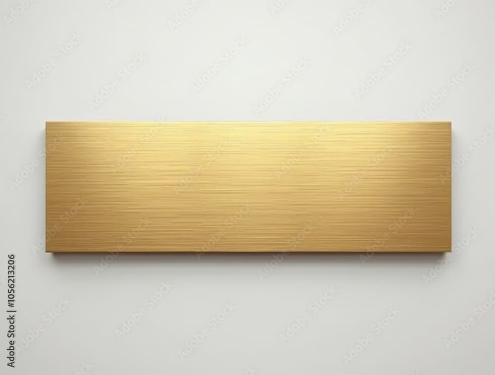 Empty gold or brass nameplate mockup with a brushed rectangular design ...