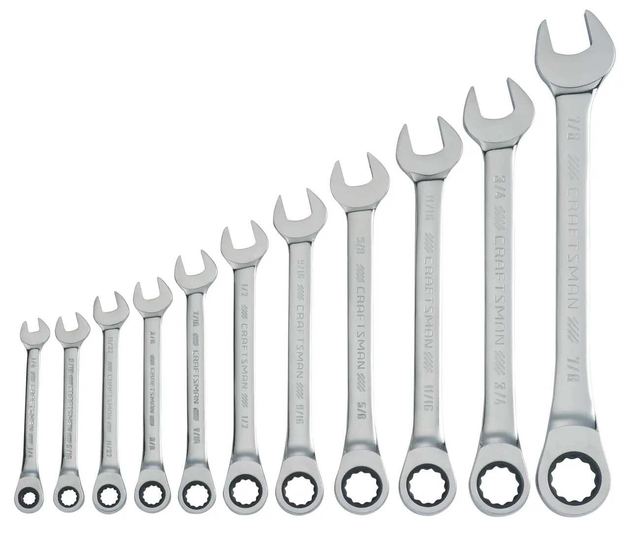 CRAFTSMAN® Standard (SAE) and Metric Ratcheting Combination Wrench Set ...