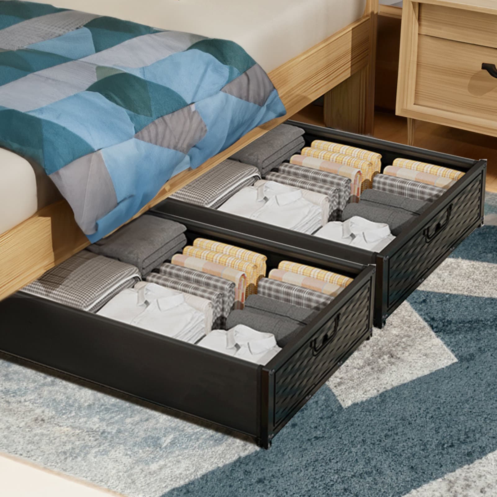 Under Bed Storage Drawers With Wheels Jalun Underbed Storage Drawer On