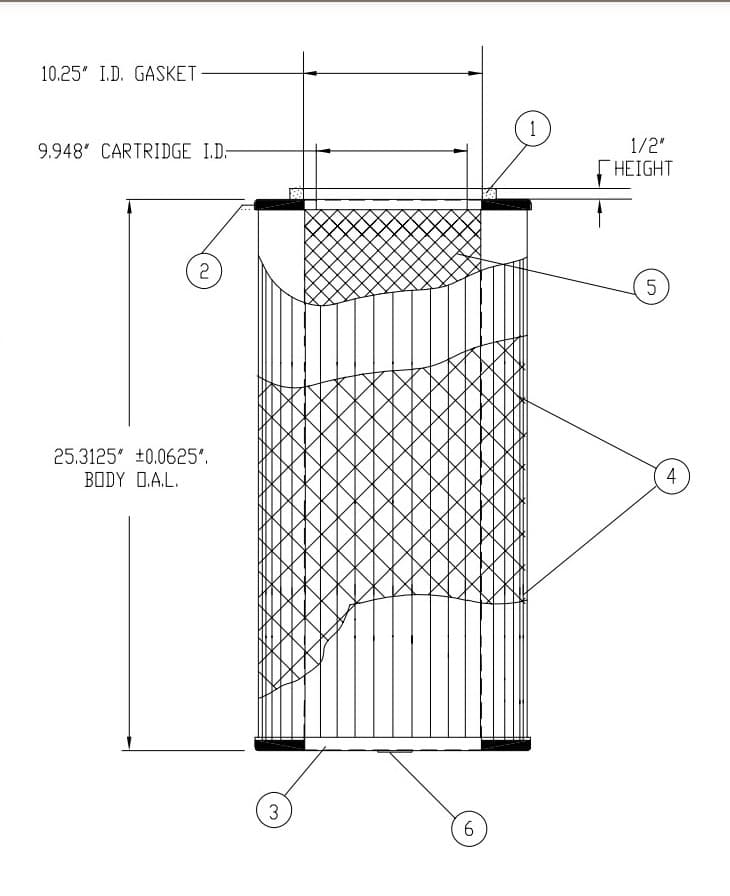 Koch Filters Industrial Cartridges C33H127-108 Compatible With Torit Donaldson P/N 8PP-19215-00 24Hx1Lx6W (Pack of 1)