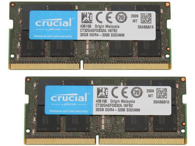 Crucial 64GB Kit (32GBx2) DDR4 3200 MT/s CL22 SODIMM 260-Pin Memory ...