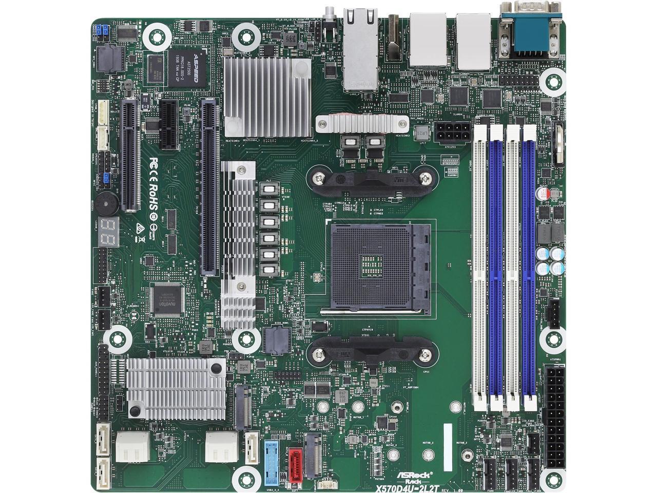 AsRock Rack X570D4U-2L2T micro-ATX Server Motherboard AMD AM4 PGA 1331 ...