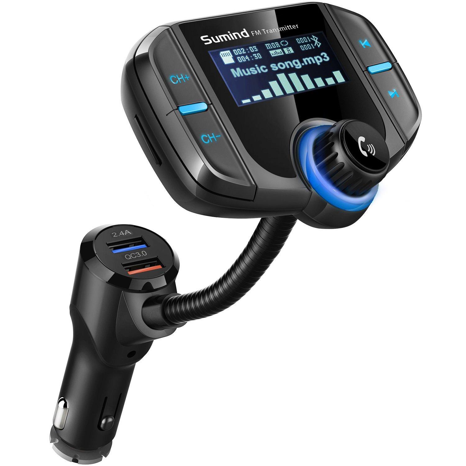 (Upgraded Version) Bluetooth FM Transmitter, Sumind Wireless Radio ...