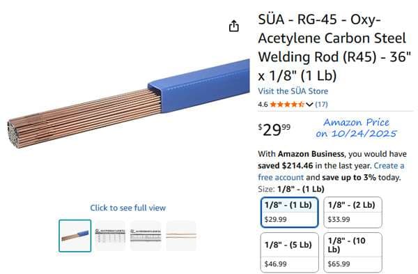 RG45 Gas Welding Rod ⋆ Carl Ford Studio Woodturner