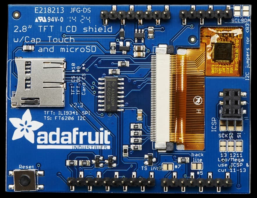 Adafruit Industries 2.8" TFT Touch Shield for Arduino with Capacitive ...
