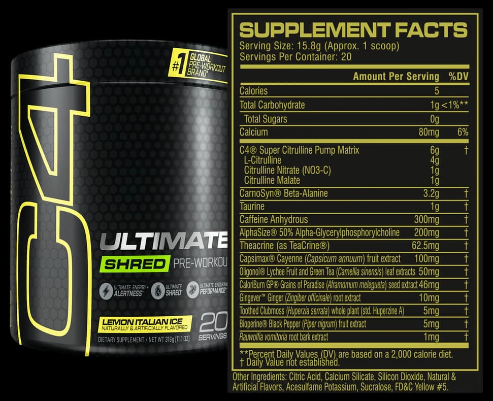 Amazon.com: Cellucor C4 Ultimate Shred Pre Workout Powder for Men ...