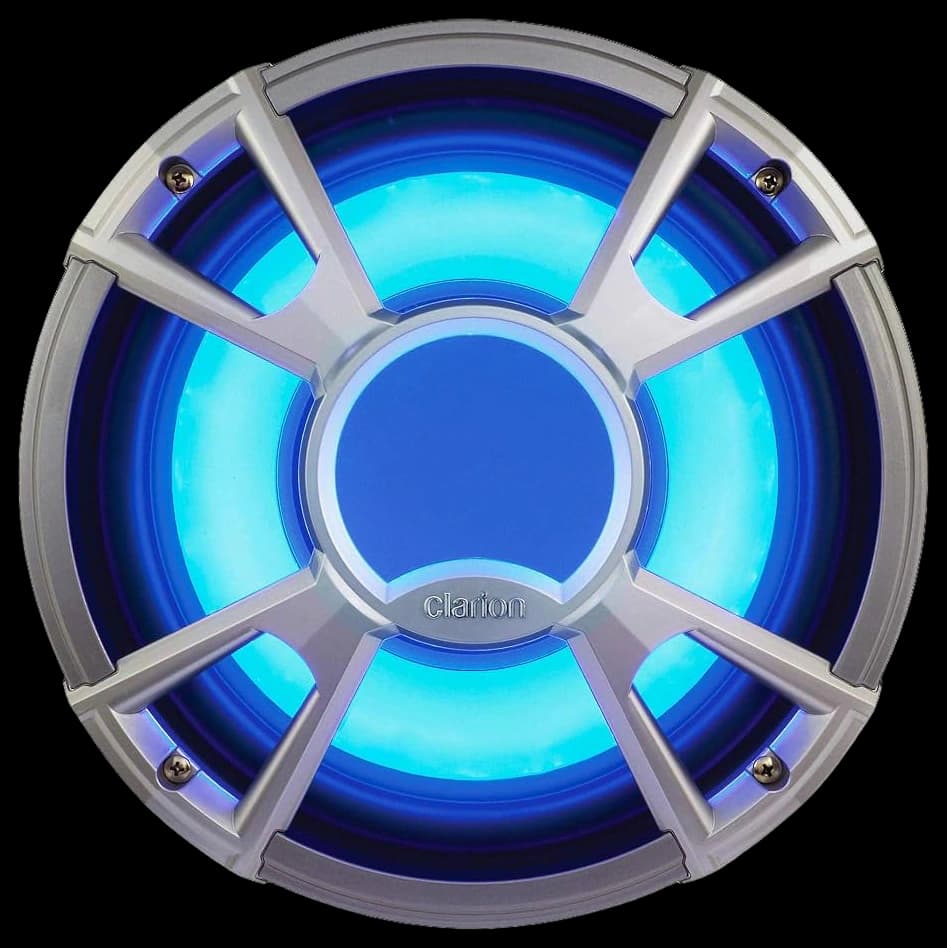 Clarion CMQ2512WL 10" marine subwoofer with built-in LED lighting at ...
