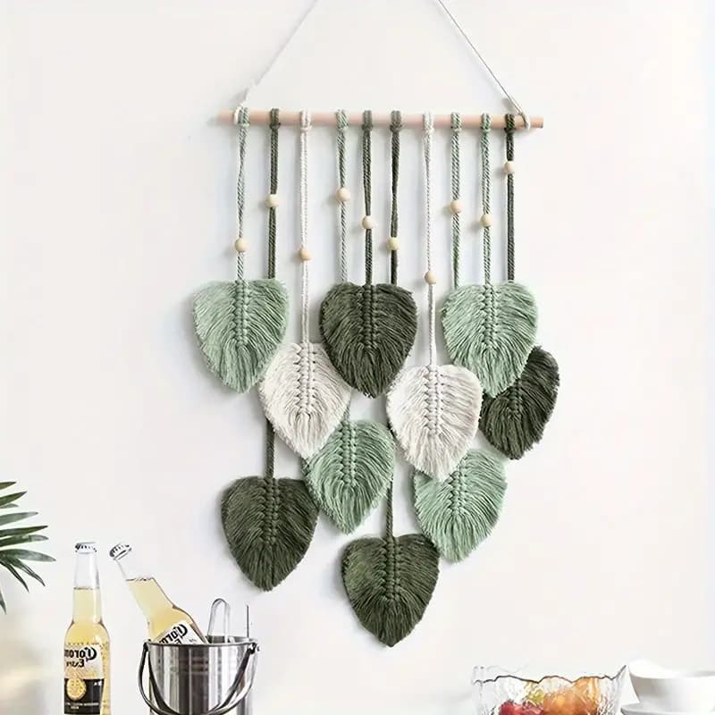 Macrame Leaf Garland - Rust and Paint - Special Gifts