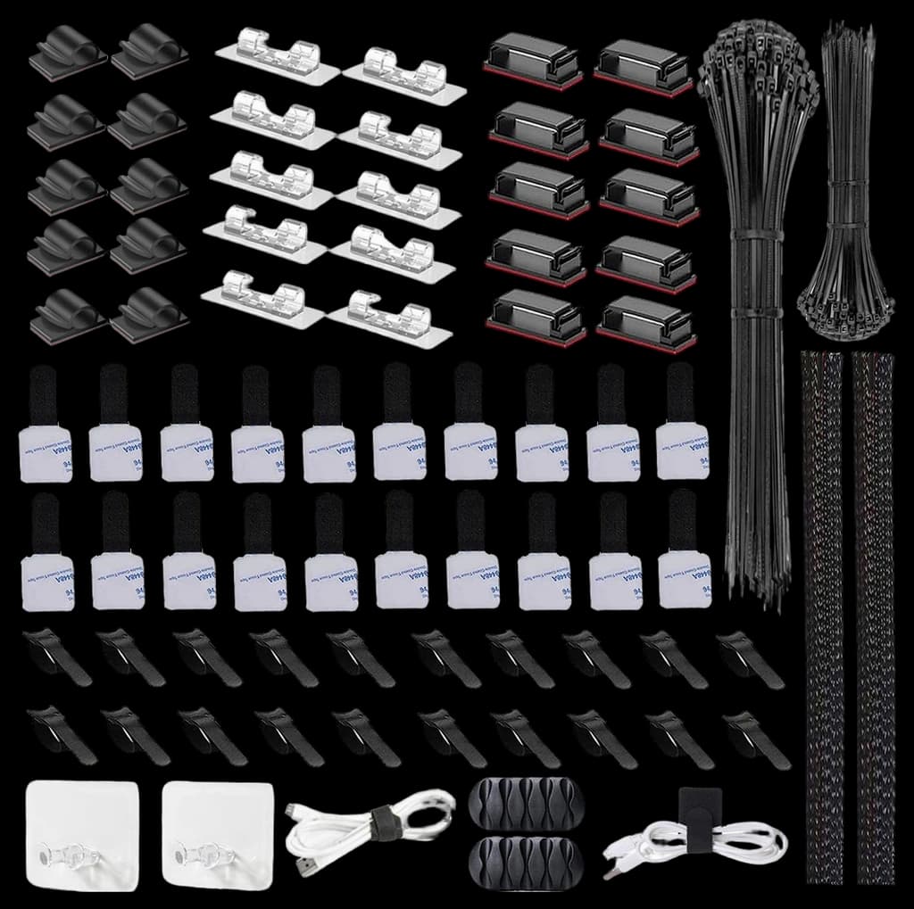 276PCS Cable Management Kit, Included 2 Cable Sleeve Split, 200 Cable ...