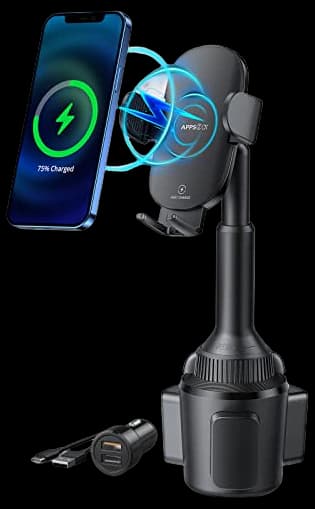 Amazon.com: Wireless Car Charger Cup Holder Phone Mount 15W Fast ...