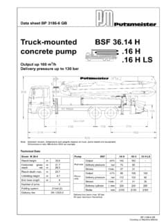 Putzmeister BSF 36.16 H Specifications Machine.Market