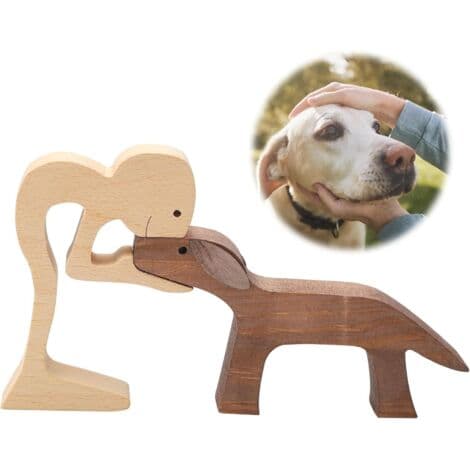 Sculpture chien en bois artisanale, cadeau personnalisé pour amoureux ...