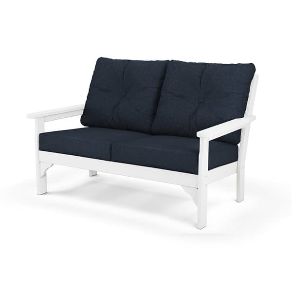 POLYWOOD Vineyard Outdoor Deep Seating Loveseat with Marine Indigo ...