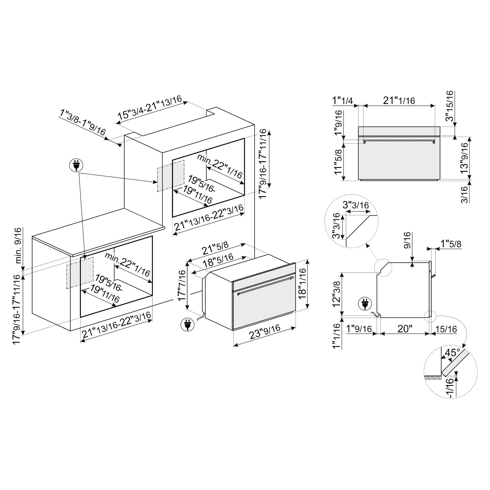 Micro-ondes encastrable à convection commandes tactiles