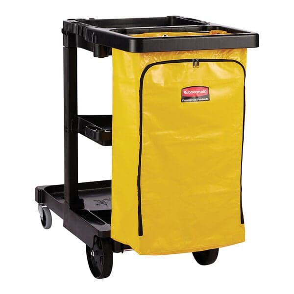 Rubbermaid® FG617388BLA Shelf Janitor Cart with Vinyl Zippered Bag
