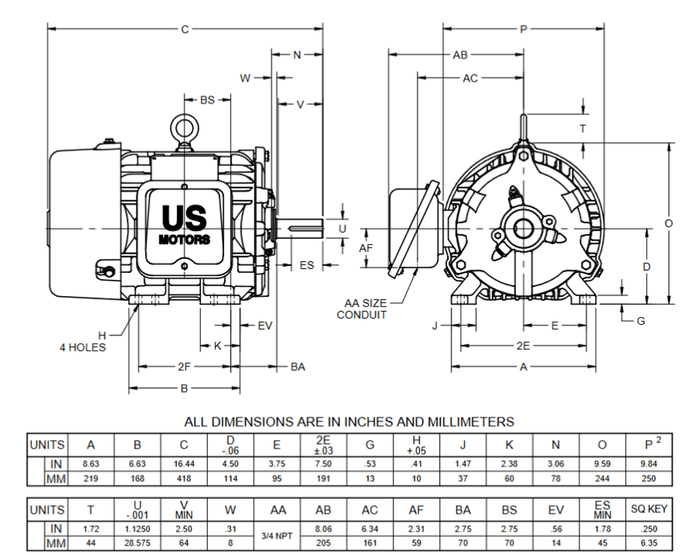 US-Nidec 8D5P2C IEEE 841 Motor – cemotors
