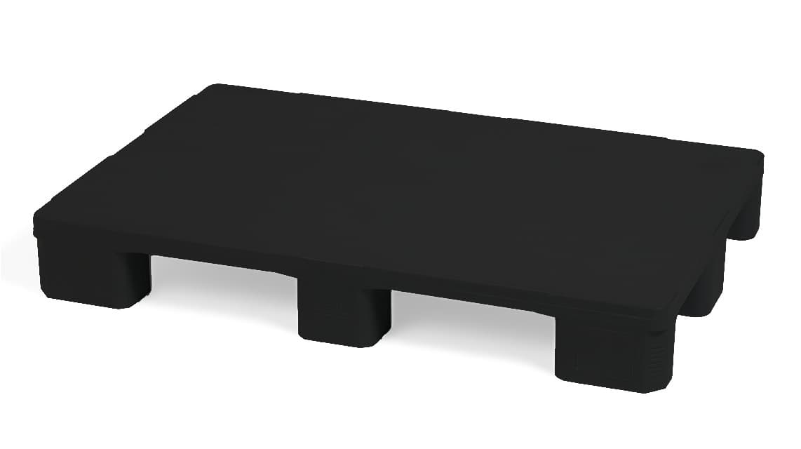 Hygienic ESD pallet, 1200x800x160 mm, 9 feet, with rim - Conductive