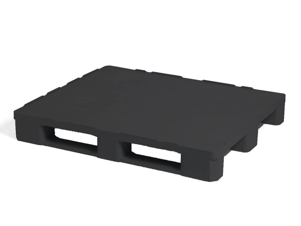 Hygienic ESD pallet, 1200x1000x160 mm, 3 sliding feet, without rim ...