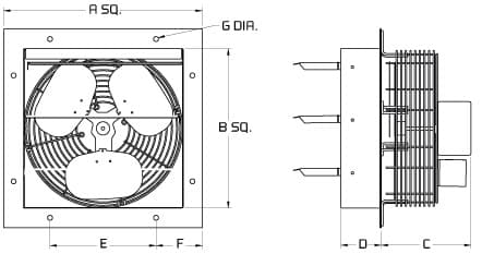 SEF Shutter Mount Wall Exhaust Fans - Continental Fan