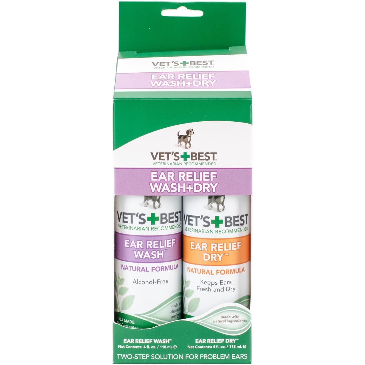 Vet's Best Dog Ear Cleaner Kit, Ear Relief Wash & Dry