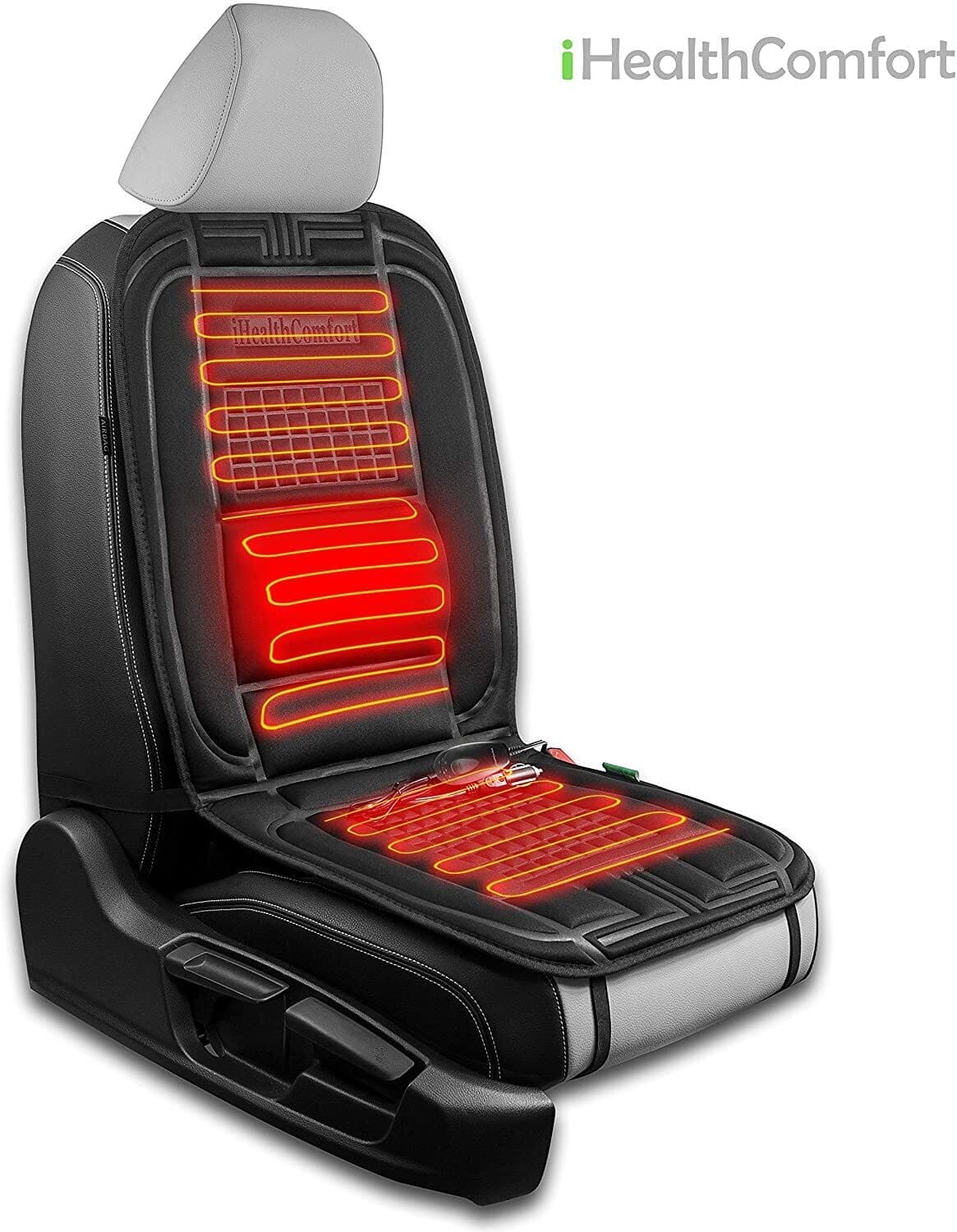 Heated Car Seat Cover with Comfort Lumbar Support, 3 Temp Options and ...