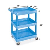 H-6173BLU Uline 28 X 19 X 39IN BLUE ULINE 3-SHELF UTILITY CART WITH ...