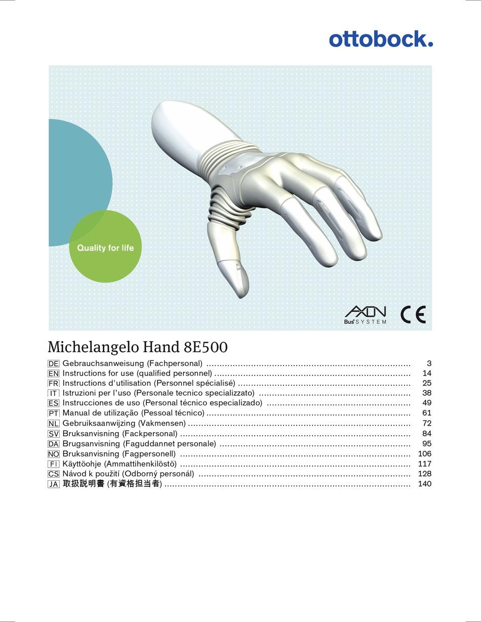 OTTO BOCK MICHELANGELO HAND 8E500 INSTRUCTIONS FOR USE MANUAL Pdf ...