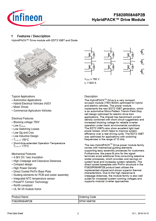 FS820R08A6P2B Datasheet PDF (Drive Module) | Download Infineon ...