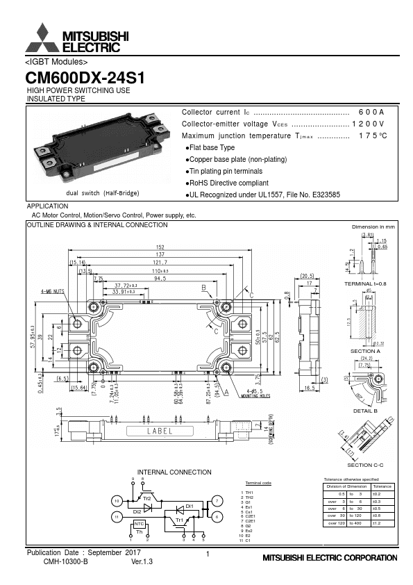 CM600DX-24S1 IGBT Datasheet | Mitsubishi Electric