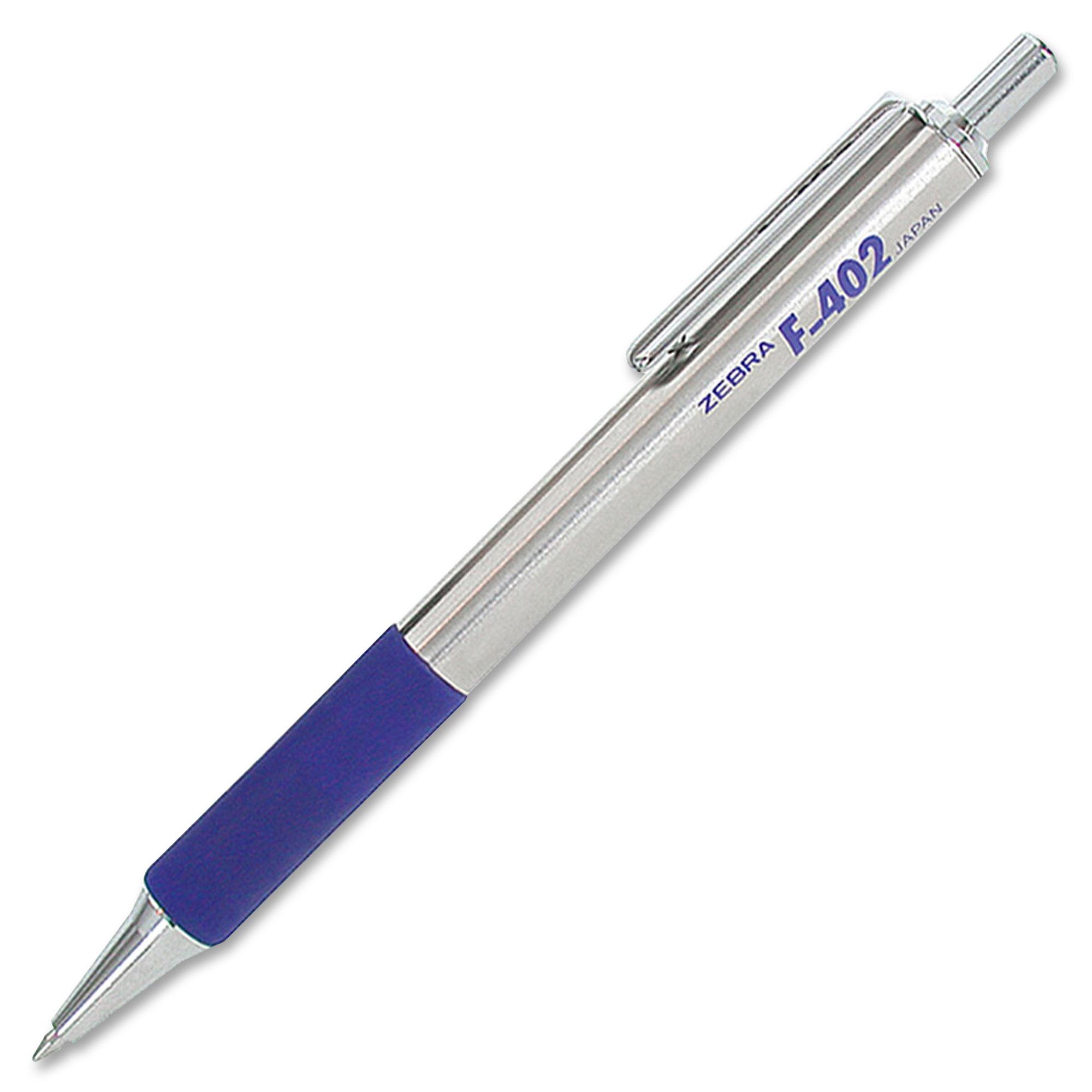 Zebra F-402 Ballpoint Pen, Retractable, Fine 0.7 mm, Blue Ink ...