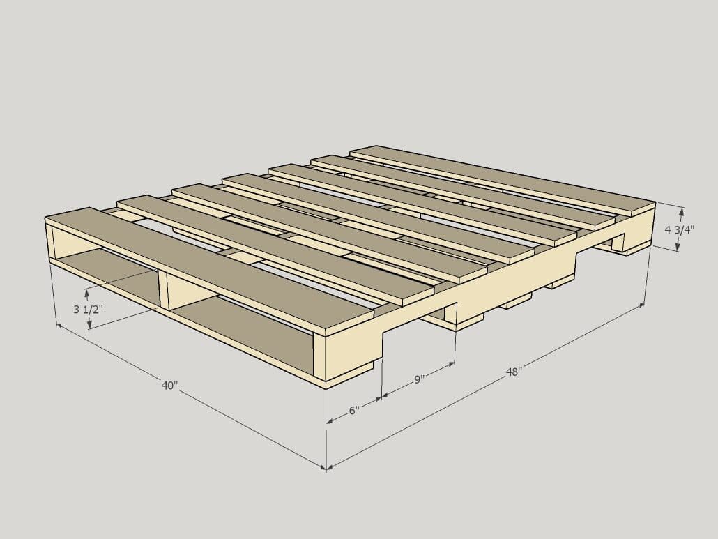 Pallet – 48″ x 40″ Hardwood (4W) – Esten Lumber Products