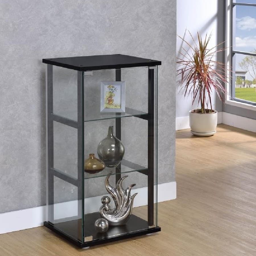 4-shelf Corner Curio Cabinet Golden Brown