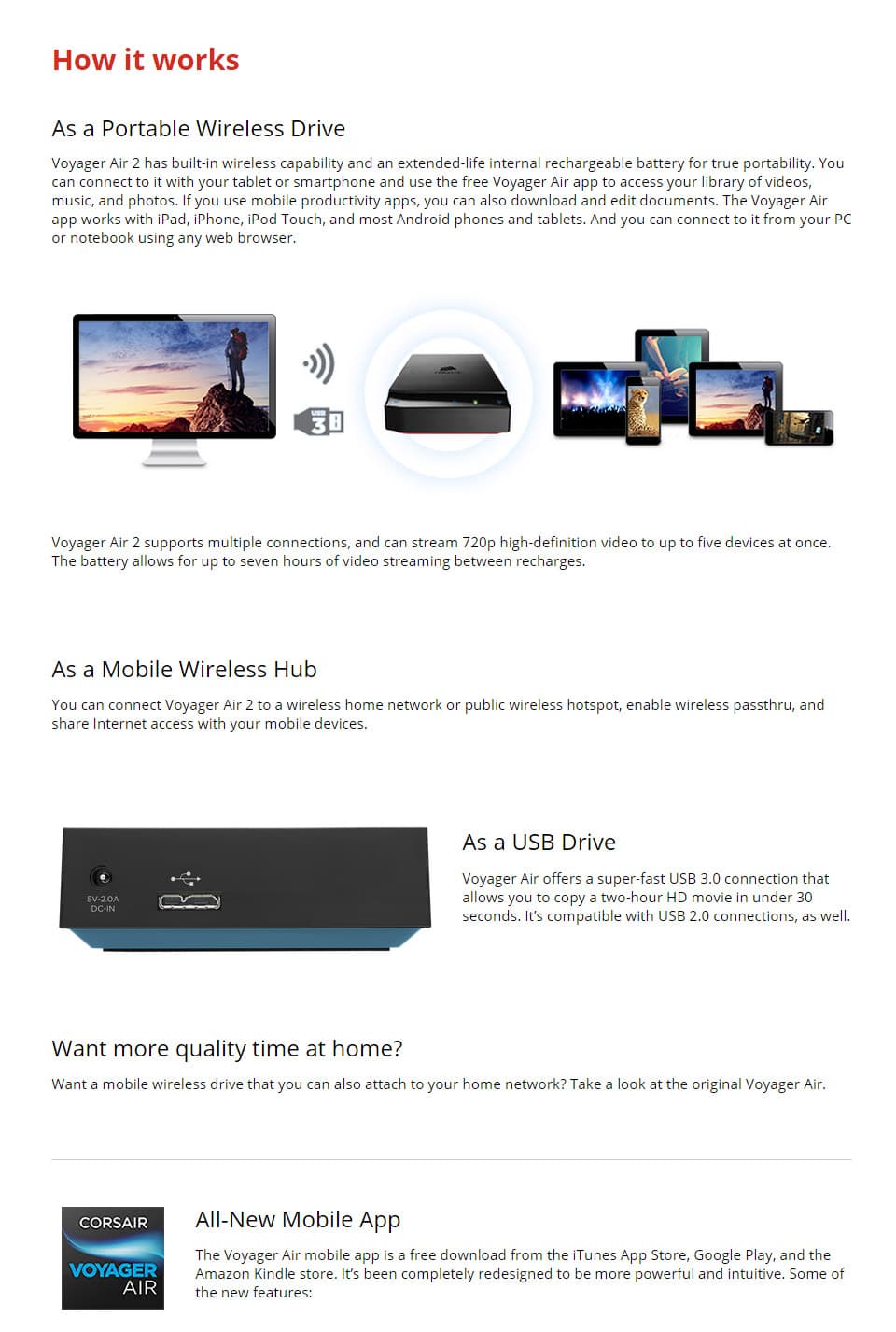 Buy Corsair Voyager Air 2 Plus Mobile Wireless Storage 1TB [CMFAIR-VA2P ...