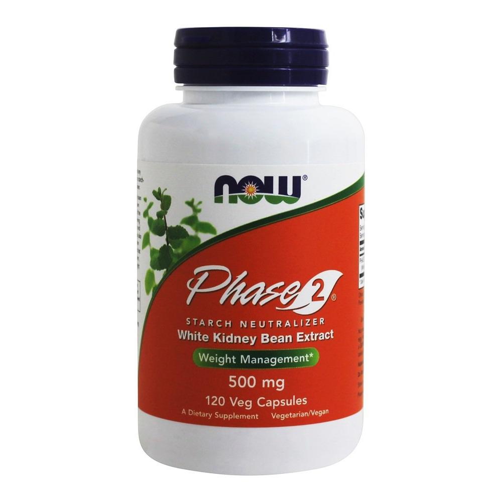 NOW Foods Phase 2 500 mg., 120 Vegetarian Capsules White Kidney Bean ...