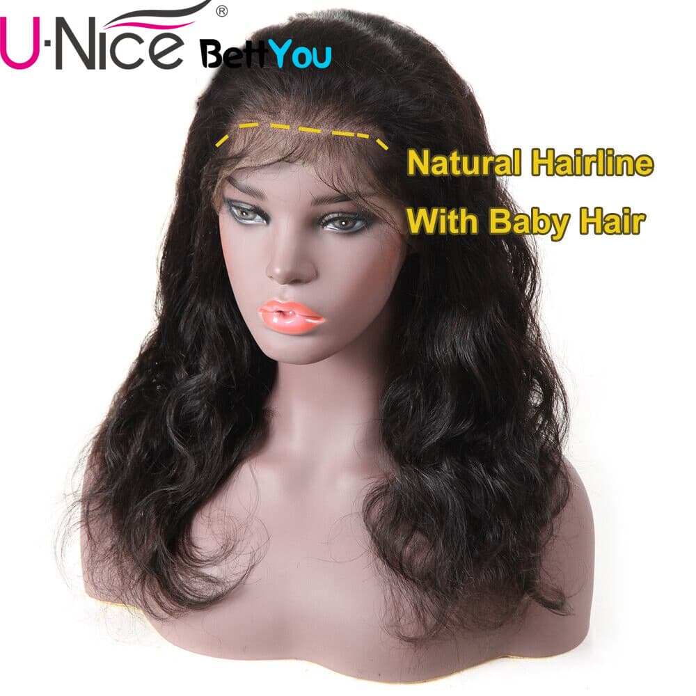 UNice Brazilian Body Wave 13x4 Lace Front Wig Human Hair Pre Plucked ...