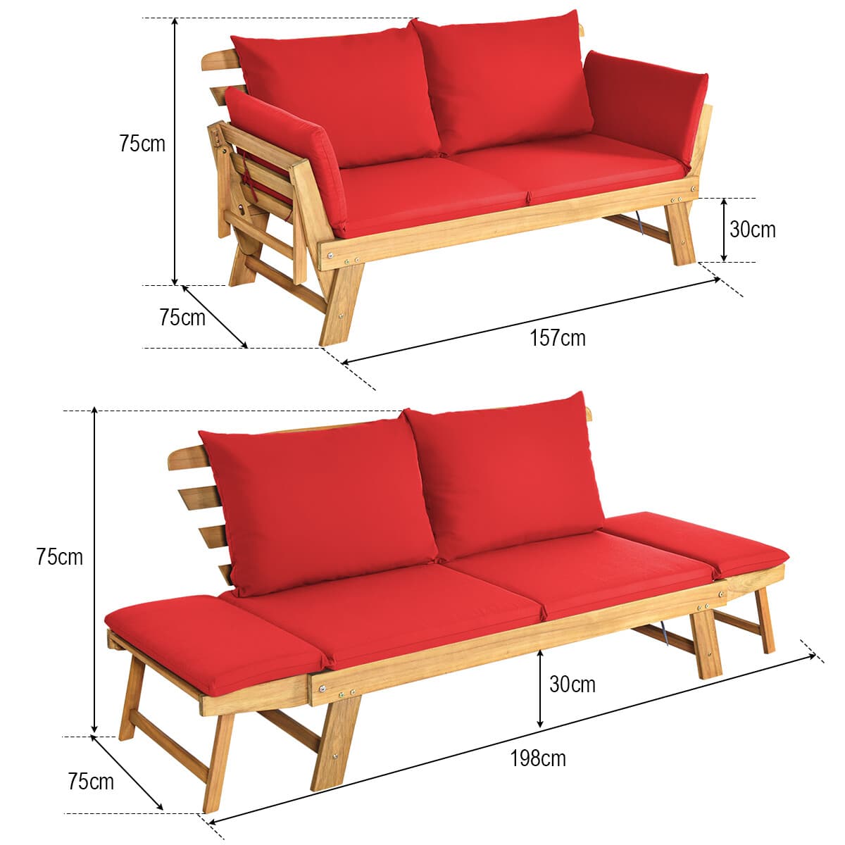 Convertible Outdoor Sofa Chaise Lounge | Baci Living Room