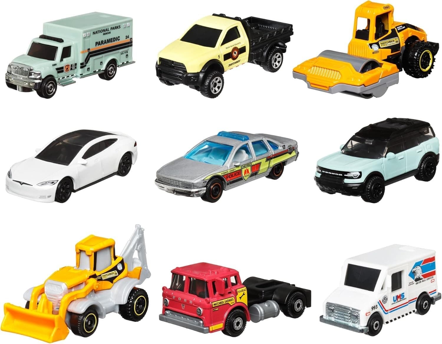 Matchbox 9-Pack 1:64 Die-Cast Cars Set Realistic Vehicles Kids ...
