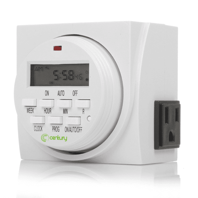 CENTURY 7 Day Heavy Duty Digital Programmable Timer Dual Outlet Both ...