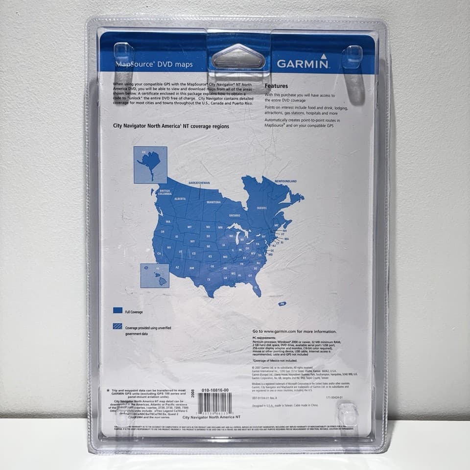 Garmin CITY NAVIGATOR North America NT 2007 GPS MapSource DVD New ...