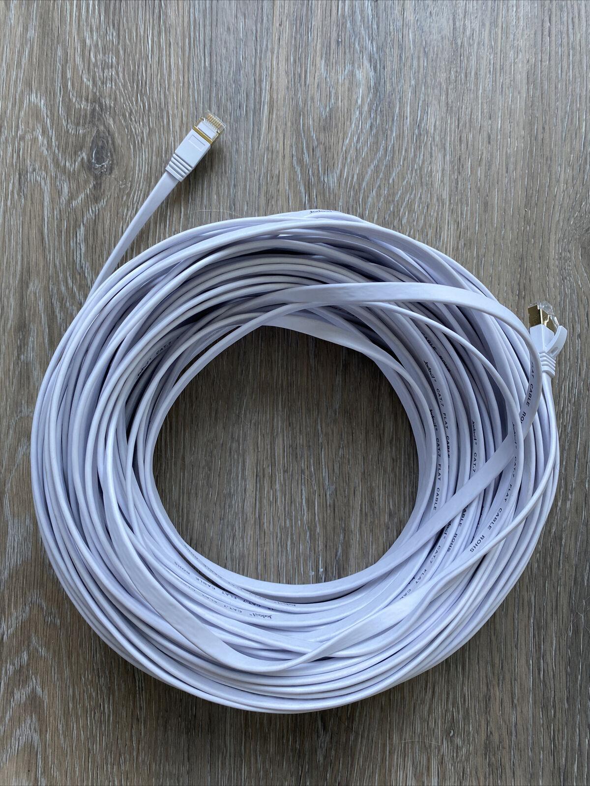 Jadaol Jcat7100ftw Cat 7/ Cat 8 100 FT Flat Ethernet Cable - White ...