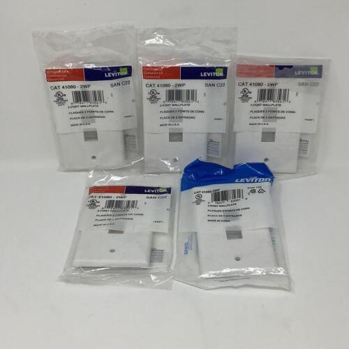 5-Pack Leviton 41080-2WP White Rectangular Plastic Commercial 2 Port ...