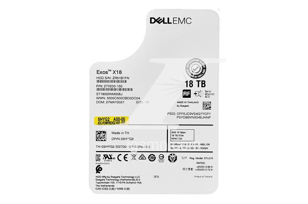 Dell 5HYG2 18TB 7.2K 12G Nearline SAS 3.5" LFF HDD Internal Hard Drive ...