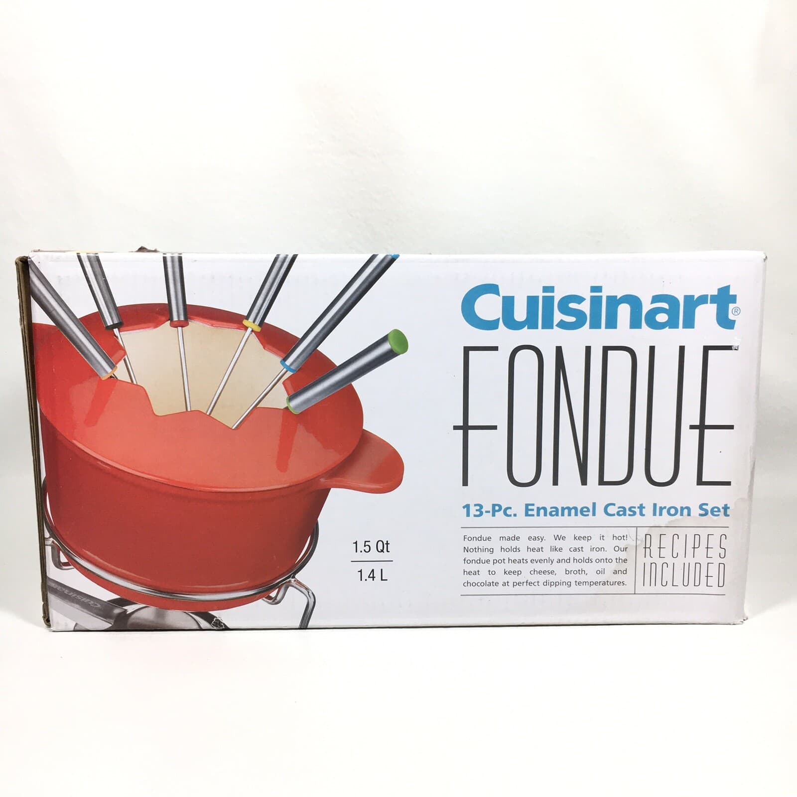 Cuisinart Red Enameled Cast Iron Fondue Set NE…