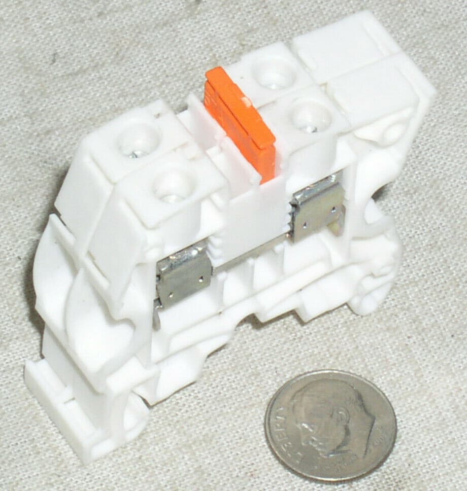 ABB ENTRELEC ZS10 DIN RAIL SCREW CLAMP TERMINAL BLOCK FEED THRU 6 AWG ...