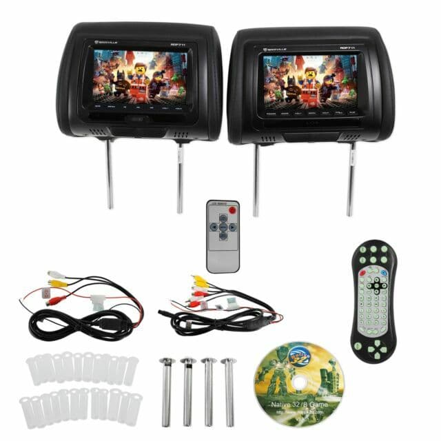 Rockville RDP711-BK 7 Black Car Headres Monitor with DVD Player - Black ...