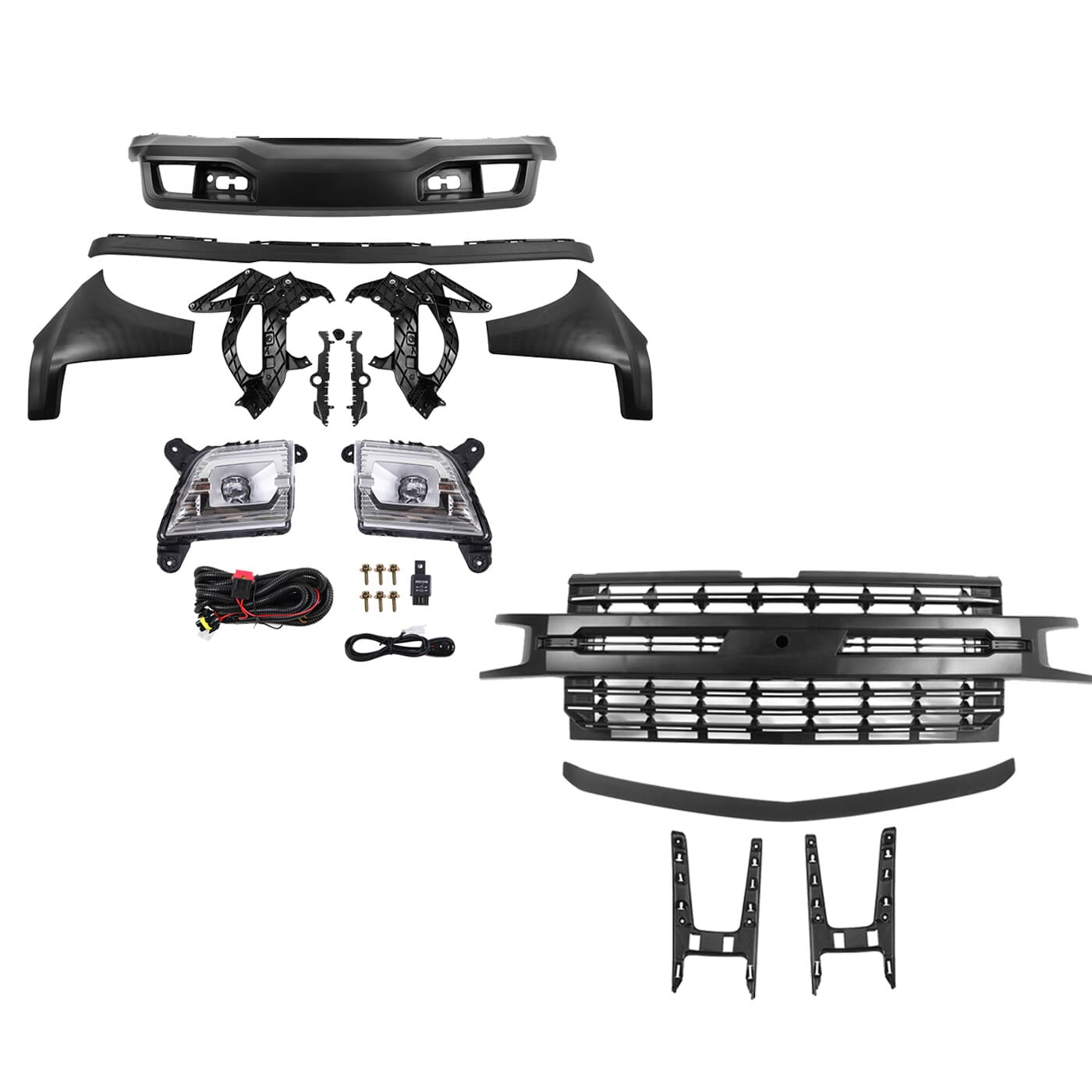 Front Bumper Grille Assembly Kit For 2019-2022 Chevrolet Silverado 1500 ...