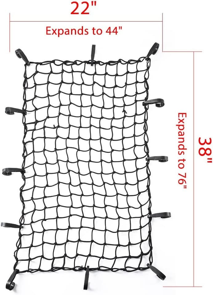 22"x38" Elastic Bungee Cargo Net for Rooftop Cargo Carrier Roof Rail ...